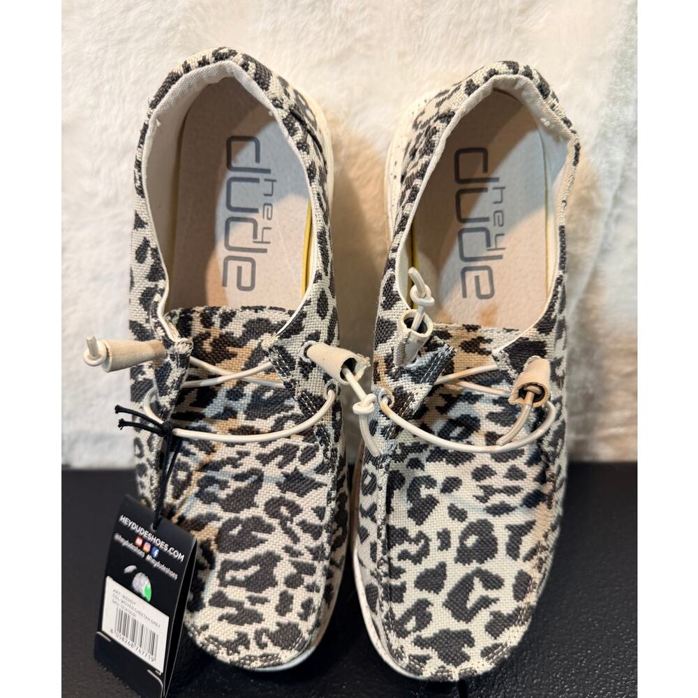 Hey Dude Wendy Woven Cheetah Grey Women’s 9 Leopard Slip On Shoes NWT
